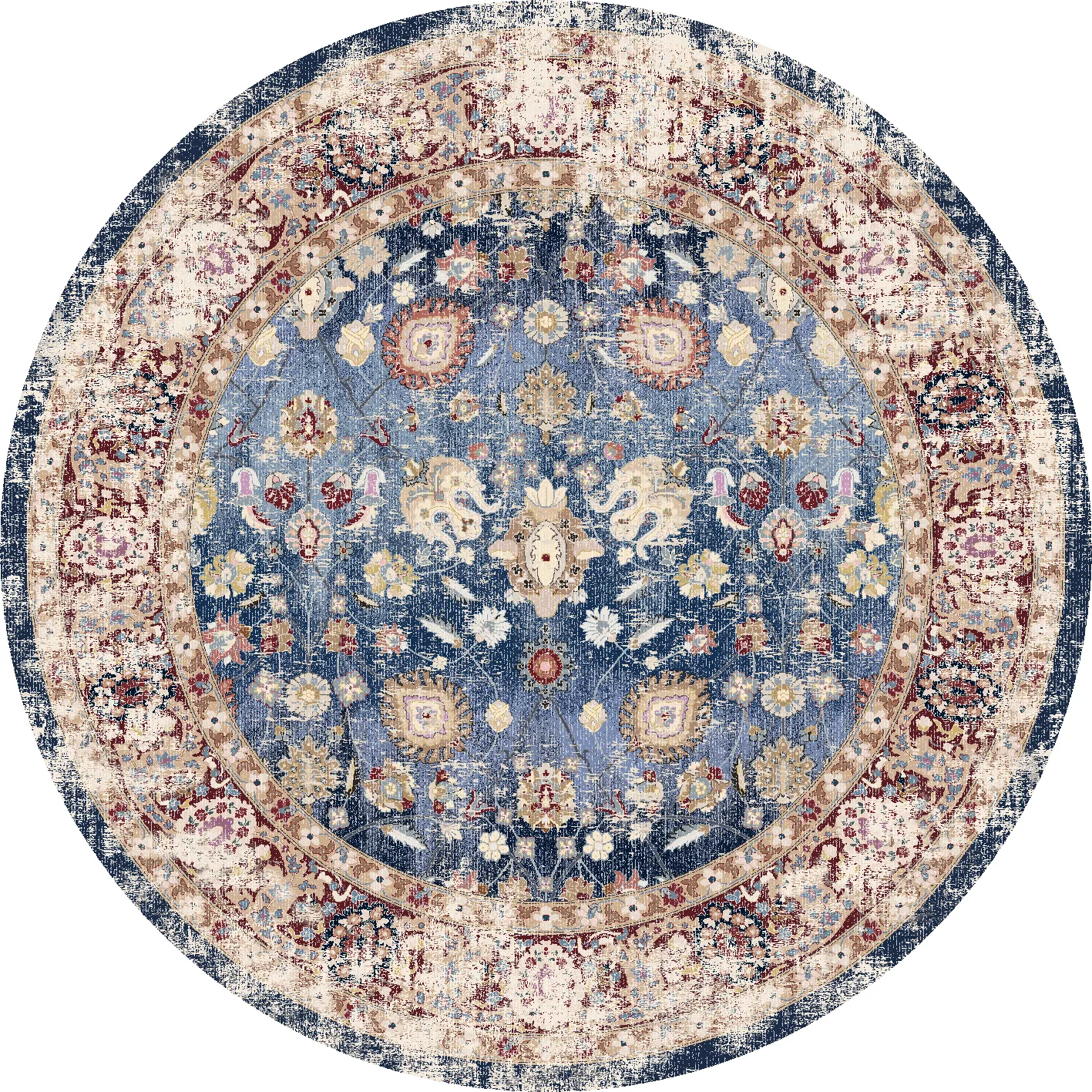 Rundt teppe - Bouhjar (mørkeblå/multi) (Størrelse: Ø 180 cm)