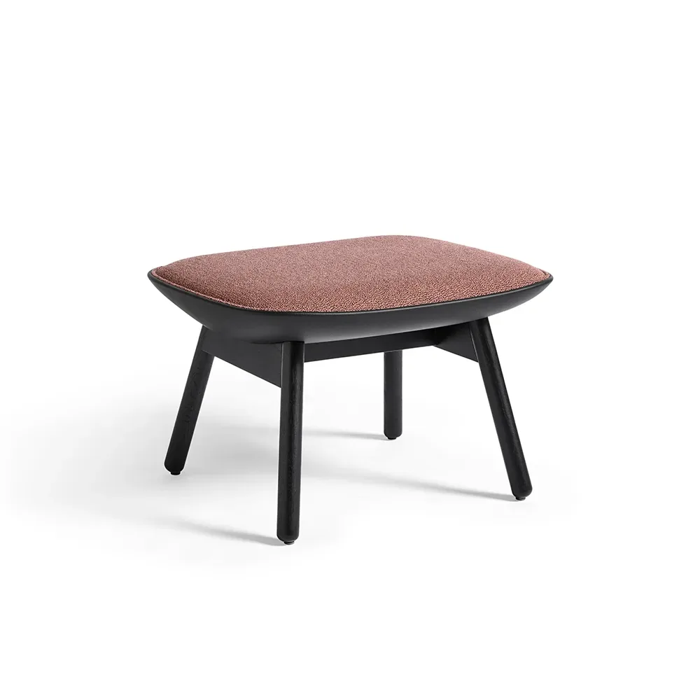 HAY Uchiwa Fußhocker 12 clementine-schwarz Eiche-schwarz Leder