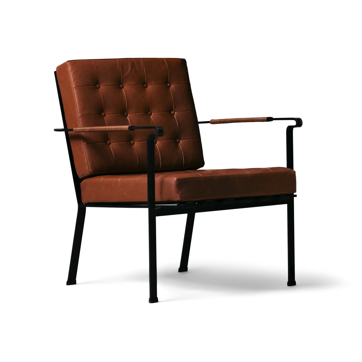 OX Denmarq Heather Chair fåtölj svart ram Cognac
