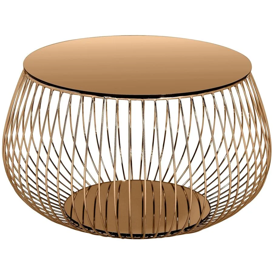 Salontisch Calvin roségold Glas, Metall B 72 T 72 cm