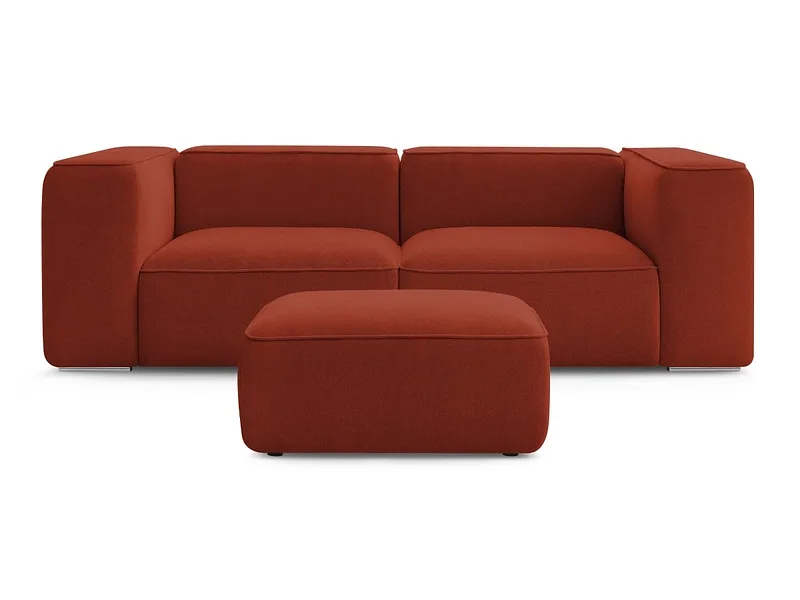 2er Sofa mit Hocker BOBOCHIC ZEPHYR Stoff mit Textur orange