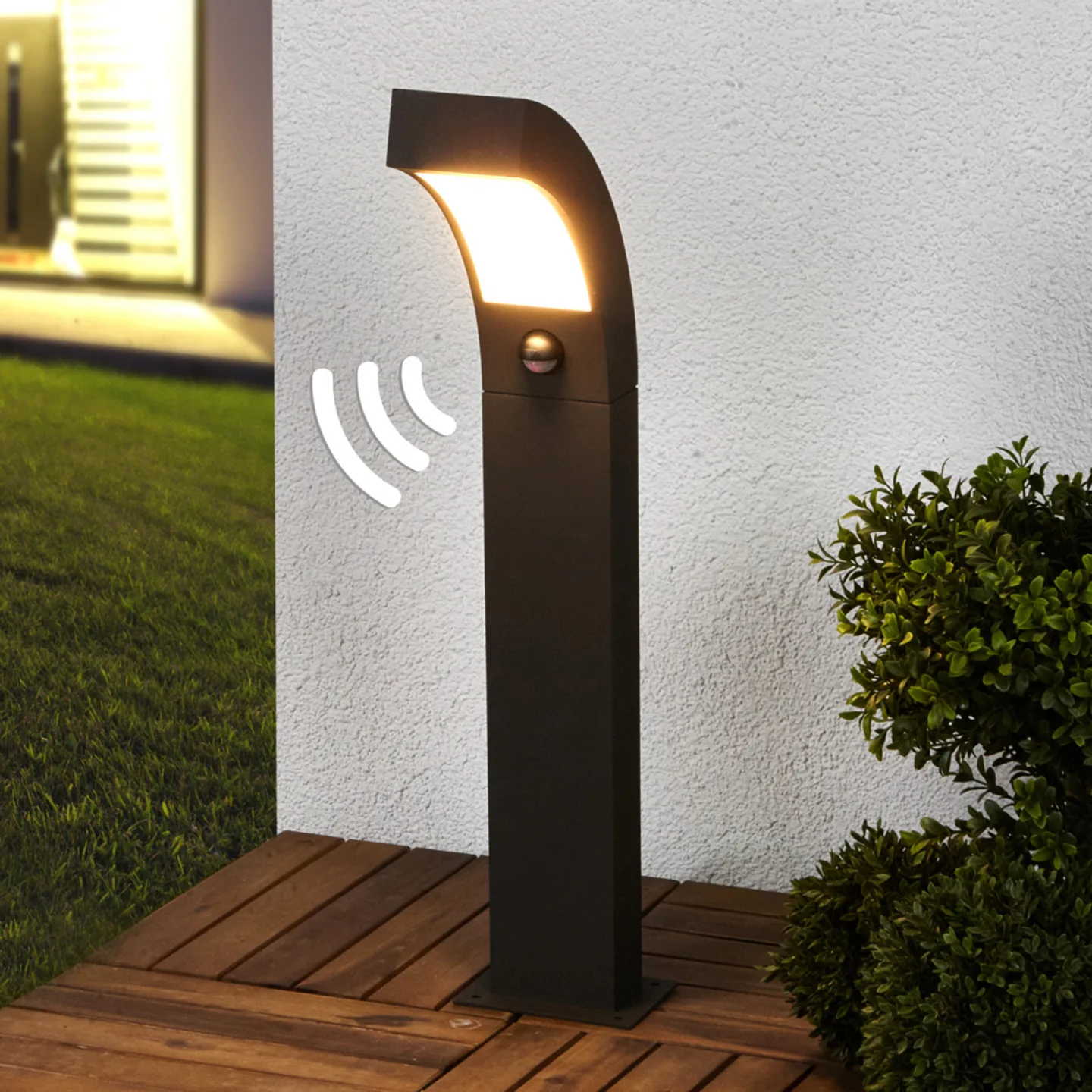Lennik Utomhus Trädgårdslampa w/Sensor H60 Graphite - Lucande - Terrass - Modern - Aluminium - Med en ljuskälla