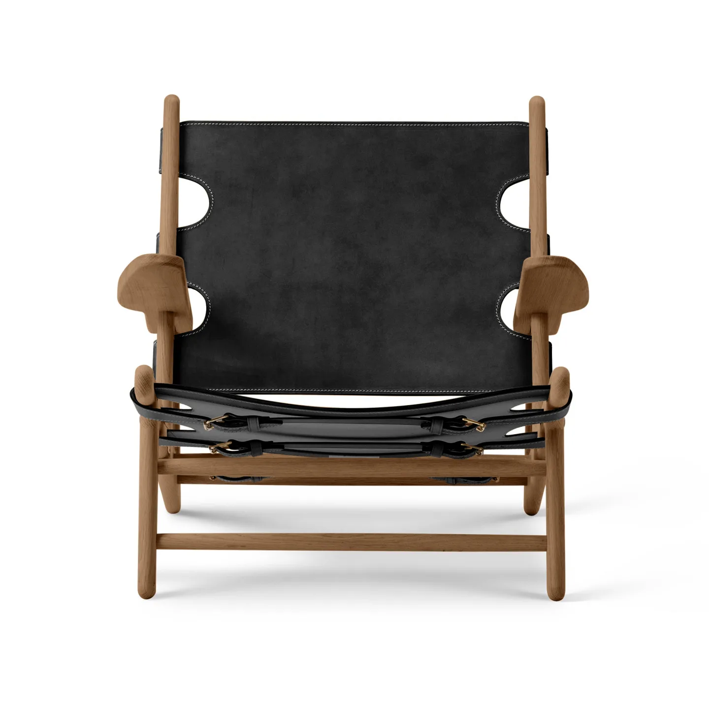 Fredericia Furniture - The Hunting Chair Smoked oak / Black leather - Fåtöljer - Børge Mogensen - Svart - Läder/Trä