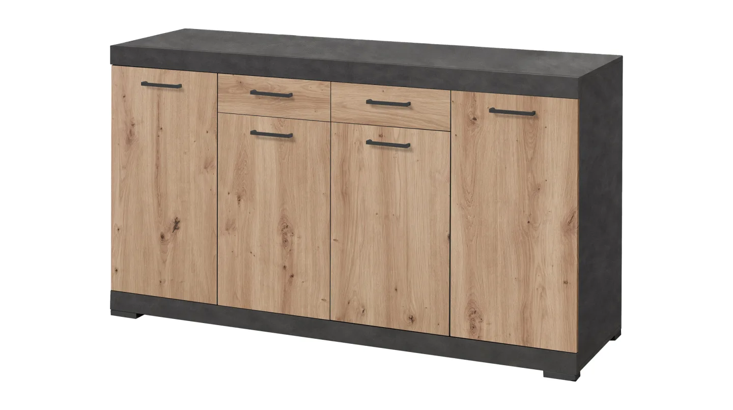 Kommode mit Schubladen anthrazit Artisan Eiche 160 cm - BRISTOL