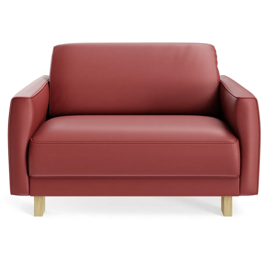 Sessel Avena Dunkelrot Leder, Eiche B 117 T 96 H 74 cm - Möbel Konfigurator: Traummöbel individuell zusammenstellen
