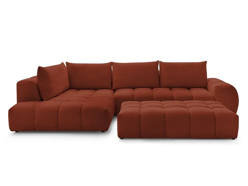 Ecksofa mit Hocker BOBOCHIC EVEREST Stoff mit Textur orange