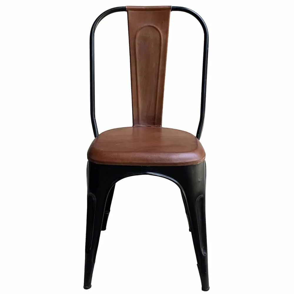 Matstol Living med hög rygg Svart med läder Trademark Living