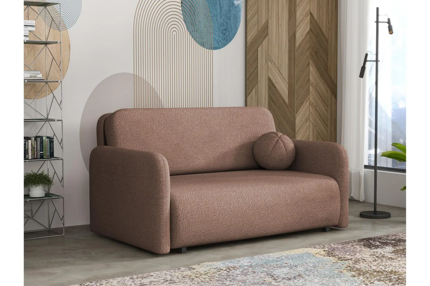 Ajmeri Bäddsoffa 3-sits i Bouclé - Rosa