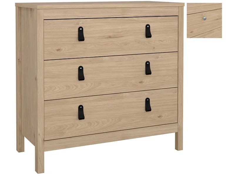 Kommode MADRID 3 Schubladen 38.4x82.3x79.7cm jackson eiche matt