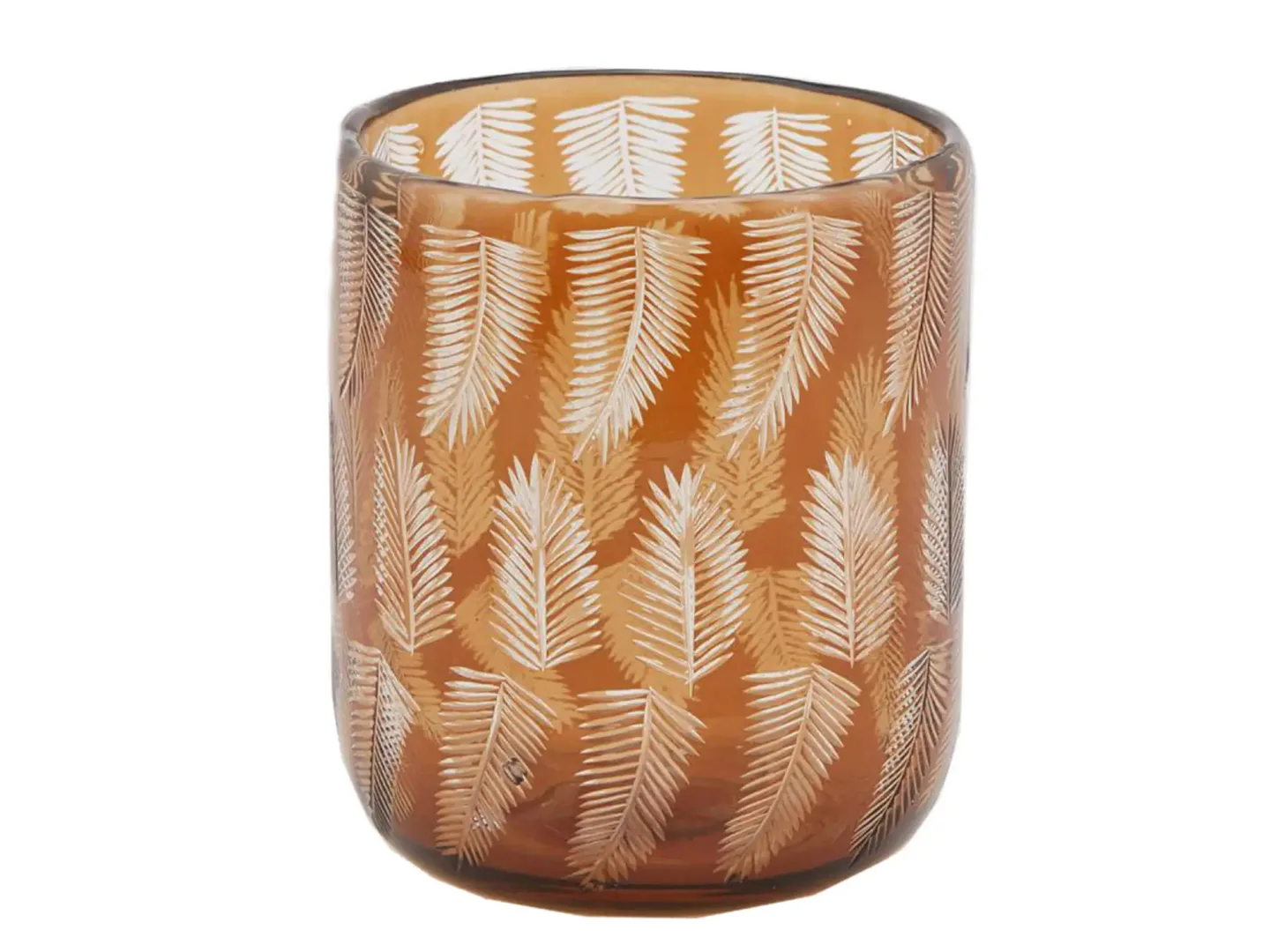 Edg Vase Amber mit Palmblatt H: 15 cm | Schubiger Möbel
