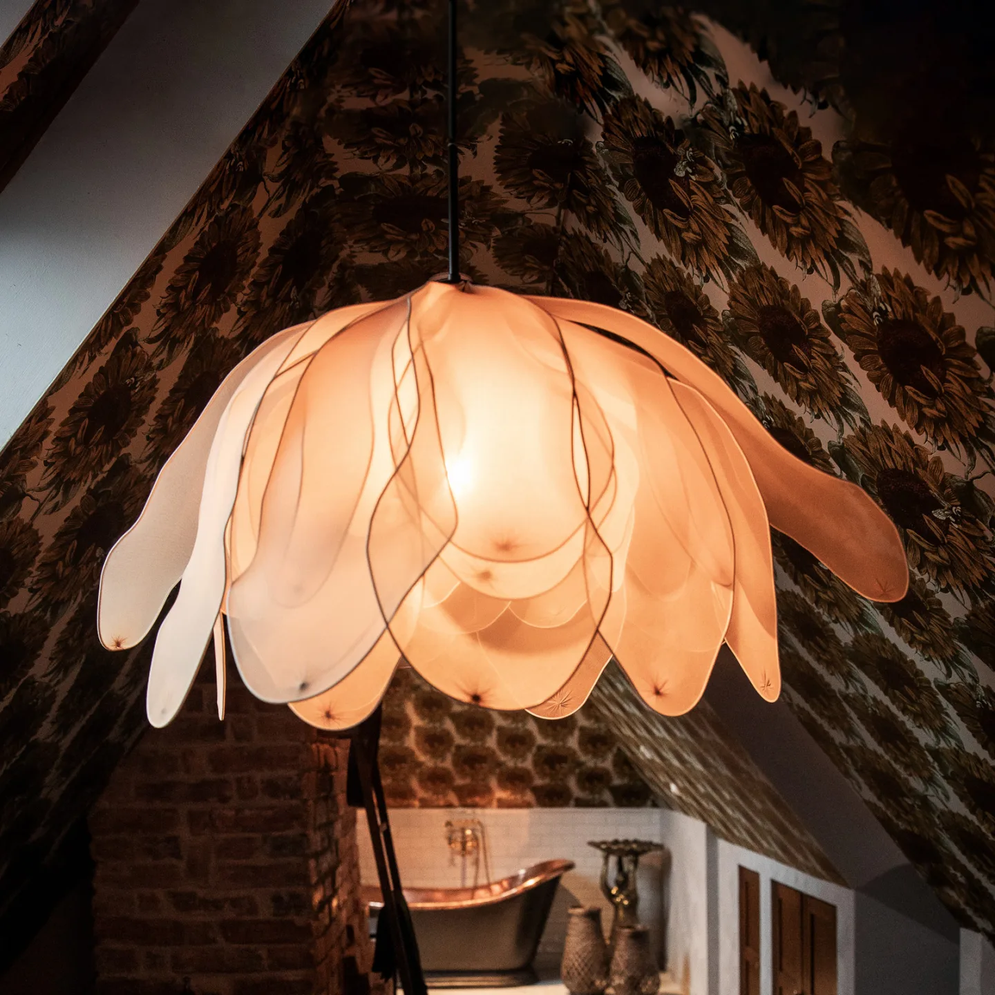 Lou Lou Pendelleuchte Ø80 Nature - By Rydéns - Wohnzimmer - Stoff / Textil - Einflammig