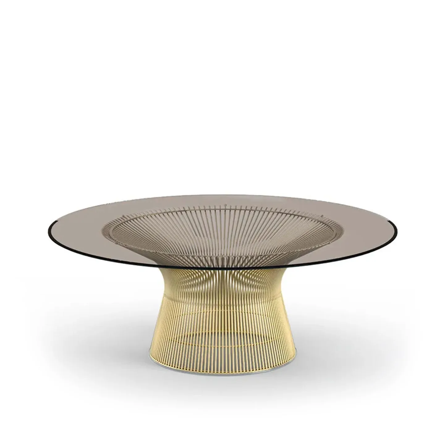 Knoll - Platner soffbord 18k guld, Ø 107 cm, skiva i Bronsfärgat glas - Soffbord - Warren Platner - Guld - Glas/Metall