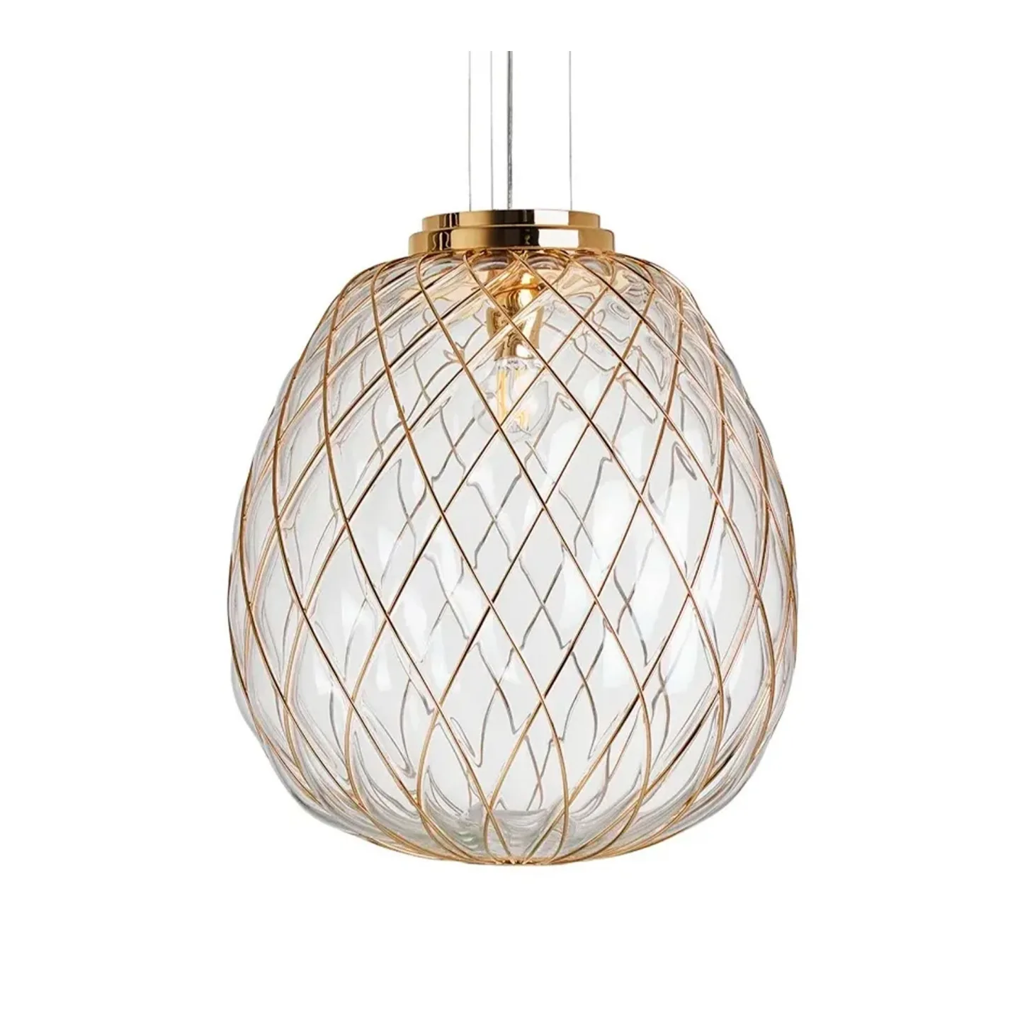 FontanaArte - Pinecone 4339 Suspension, Gold cage/ Transparent - Pendellampor - Paola Navone - Transparent
