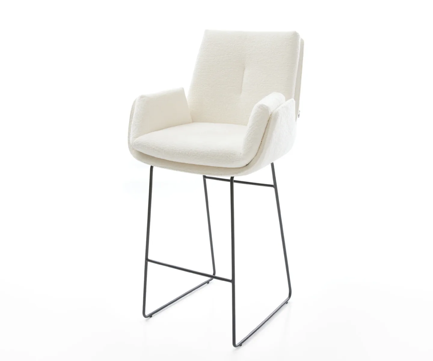 Barstuhl Clea-Flex Bouclé Soft Beige Kufengestell Metall Schwarz
