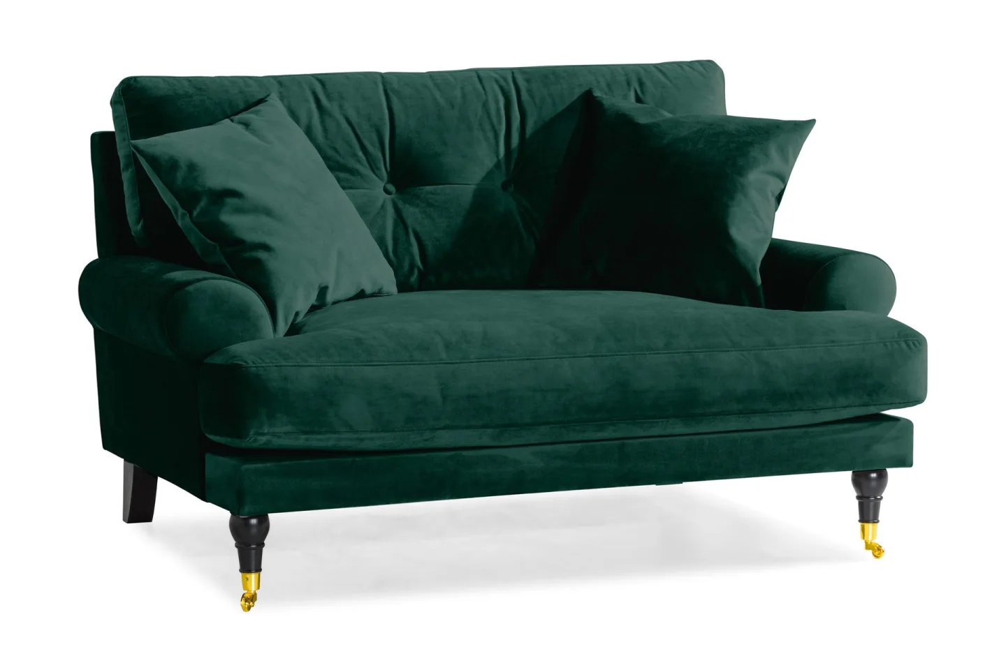 Andrew Loveseat Sammet - Mörkgrön/Mässing