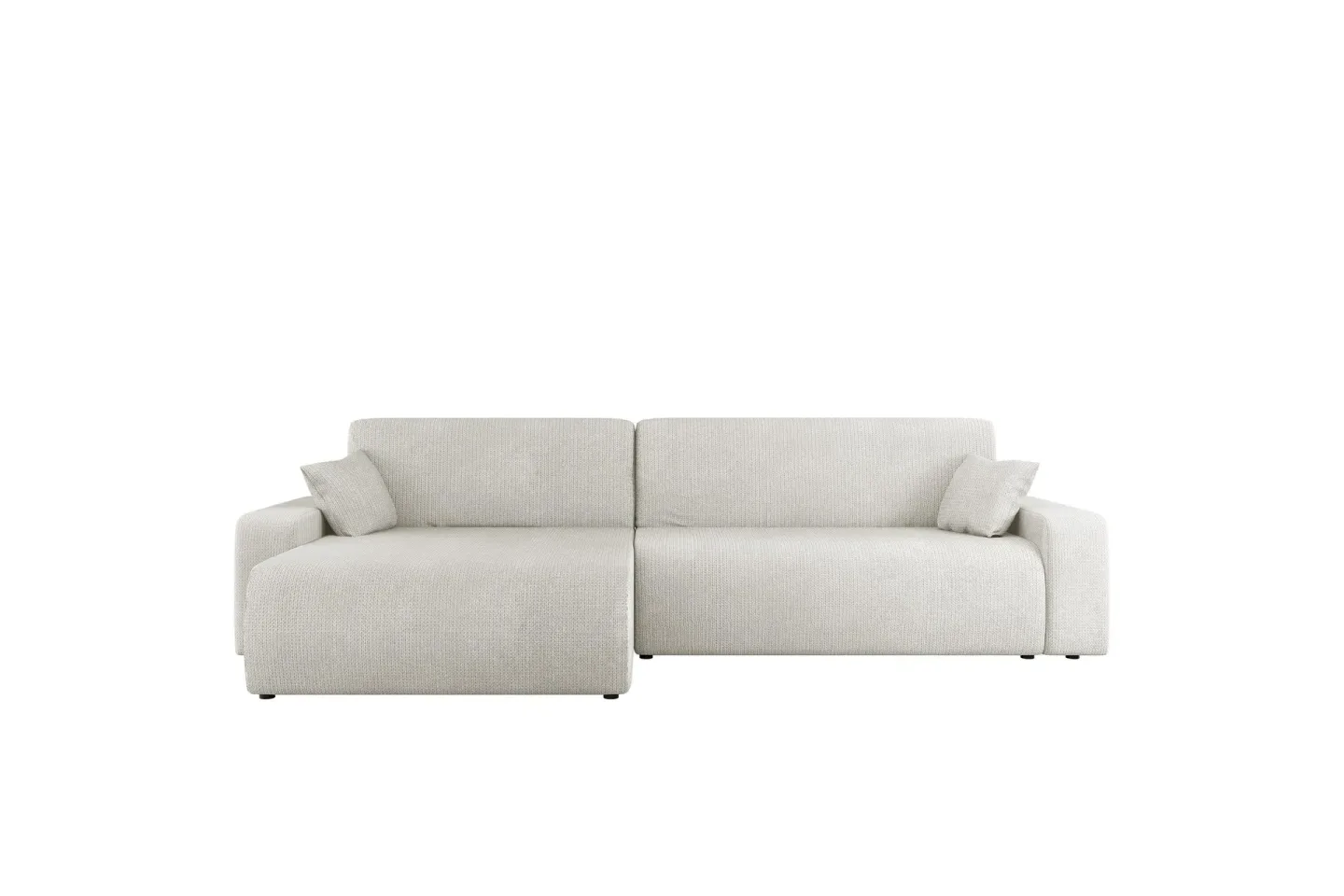 Barile Bäddsoffa med Divan 3-sits i Plysch - Vit