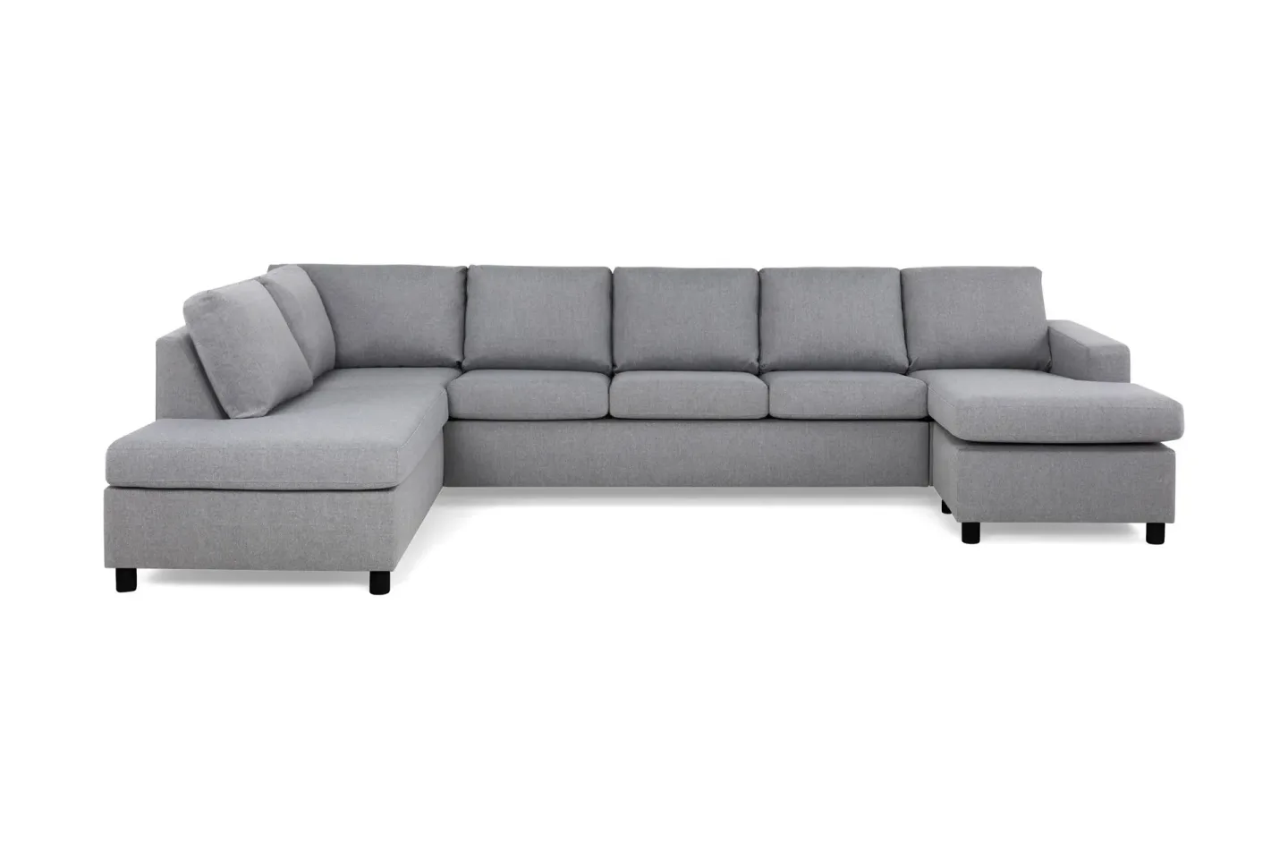 Crazy 5-sits Vänstervänd U-formad X-Large Soffa med Divan och Schäslong i Tyg - Grå