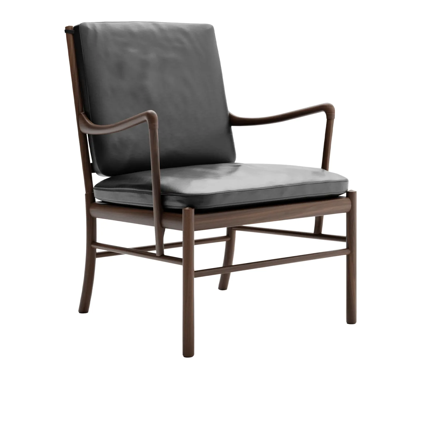 Carl Hansen - OW149 - Colonial Chair, Oljad Valnöt, Lädergrupp C Sif - 98 - Fåtöljer - Ole Wanscher - Svart - Läder/Trä