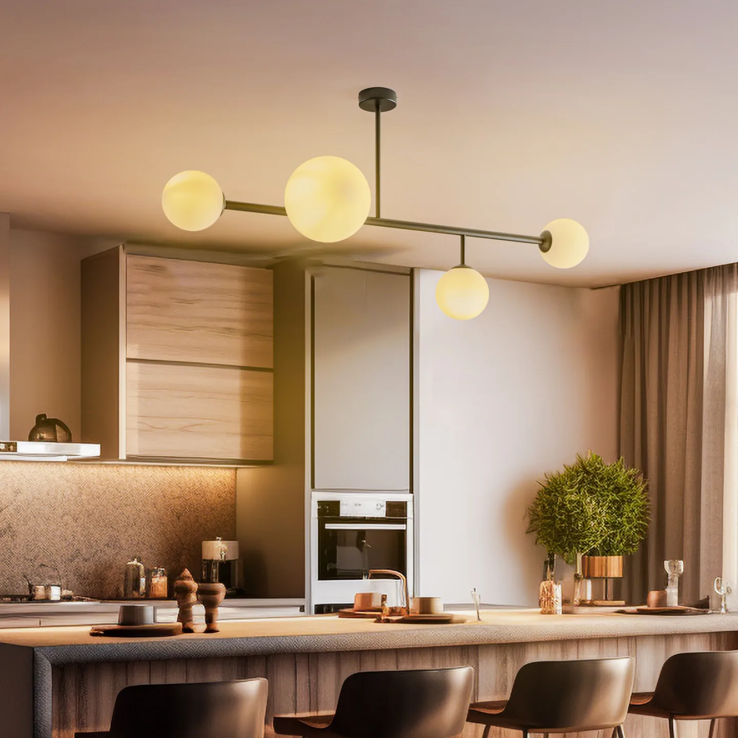 Dione Deckenlampe, schwarz, 4-flammig - ALDEX - Esszimmer - Modern - Metall - Mehrflammig