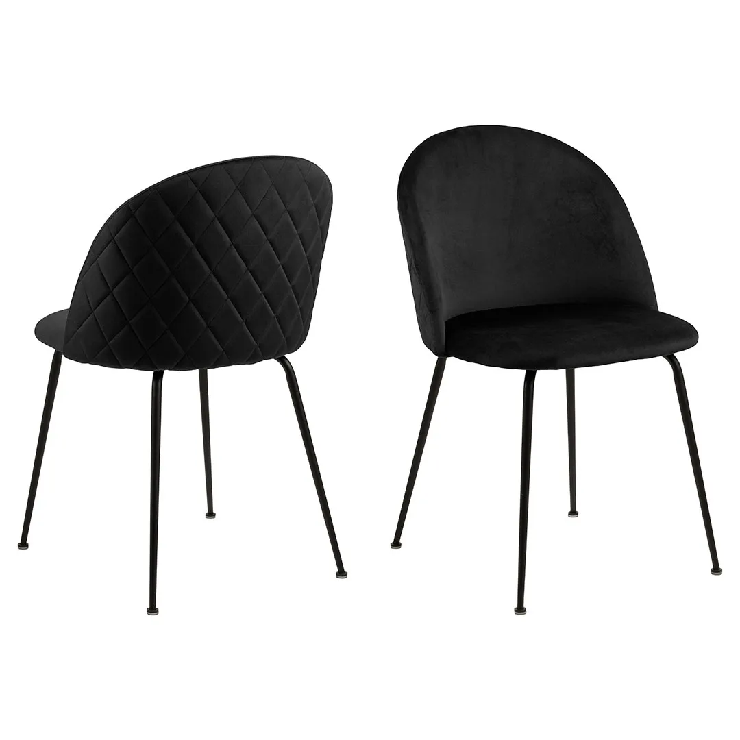 Louise Esszimmerstuhl Velour schwarz.
