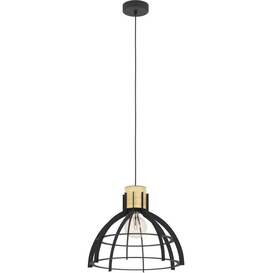 Eglo Pendellampe Stillington Braun/Schwarz Stahl/Holz 110 cm - Material: Holz/Stahl