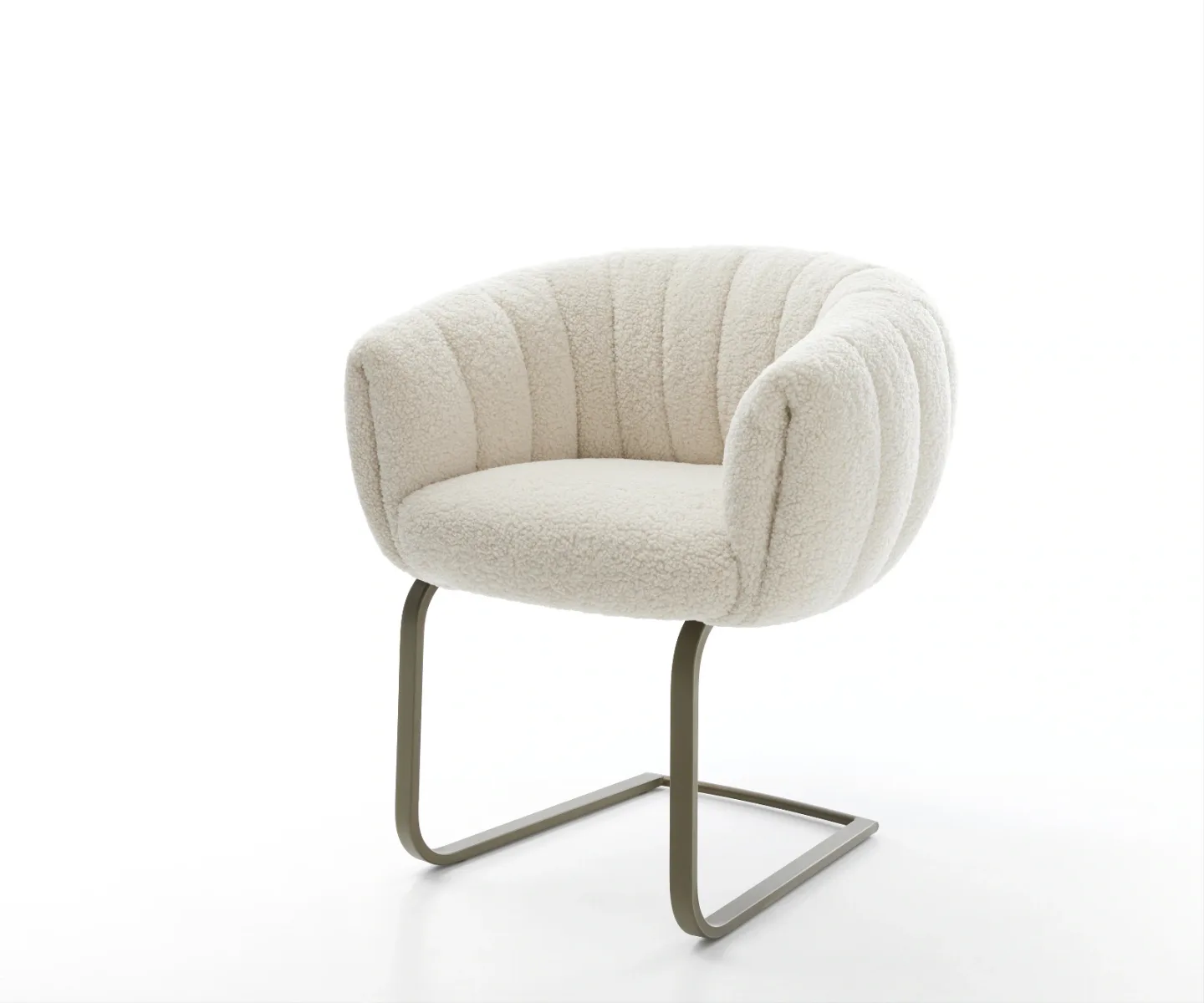 Freischwinger Jada-Flex Teddystoff Beige Freischwinger flach Effektfinish Titan Taschenfederkern