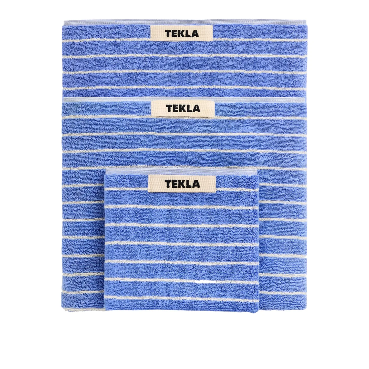 Tekla - Terry Towel Guest Towel, 30x50, Clear Blue Stripes - Handdukar och badlakan