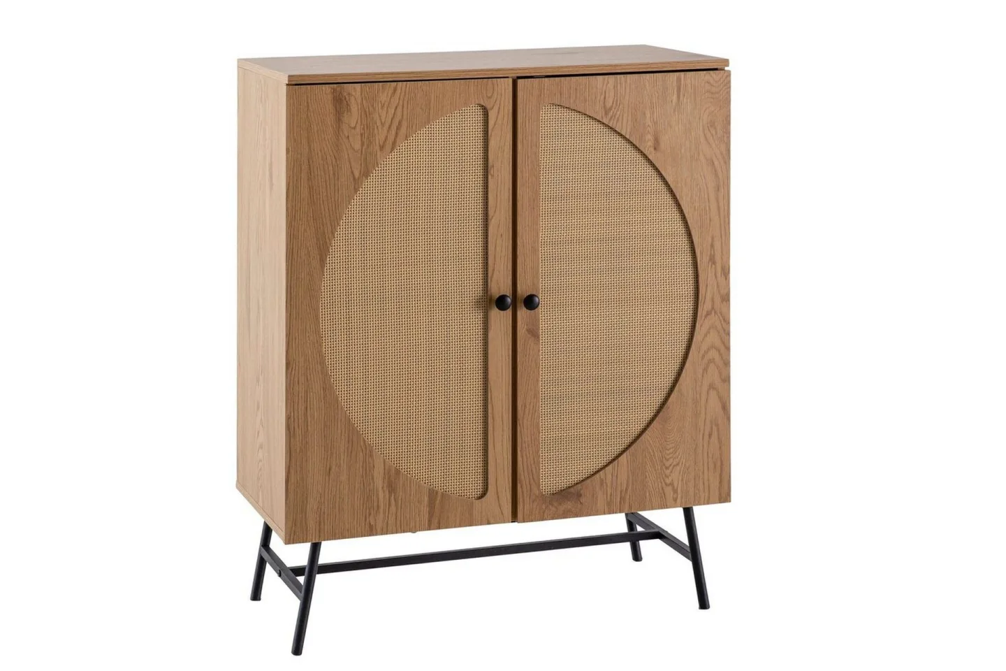 Sideboard Wohnling Folierad spånskiva ekoptik halvcirkel rottingväv look 2 dörrar modern -