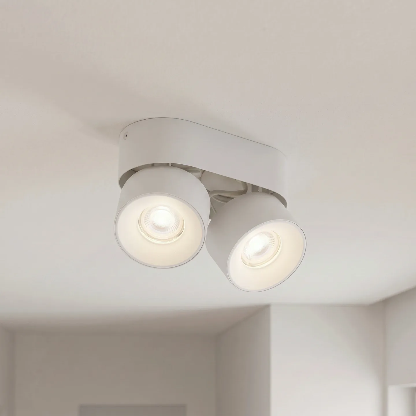 Rotari basic spotlight, 2 lyskilder, hvit, 18 cm, GU10 – PRIOS - Stue - Moderne - Metall - Med flere lyskilder