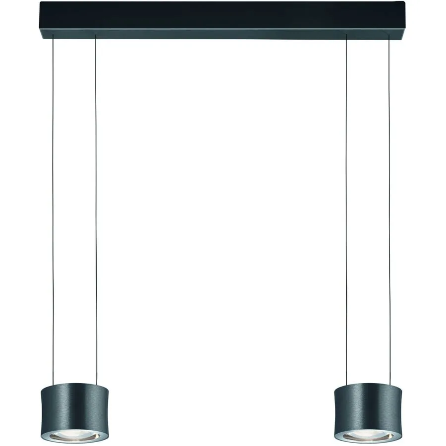 Designer-Pendellampe Bankamp Impulse anthrazit 2-flammig vertical flex - Farbe: Anthrazit eloxiert - LED - Lichtfarbe: Extra warmweiss - Material: