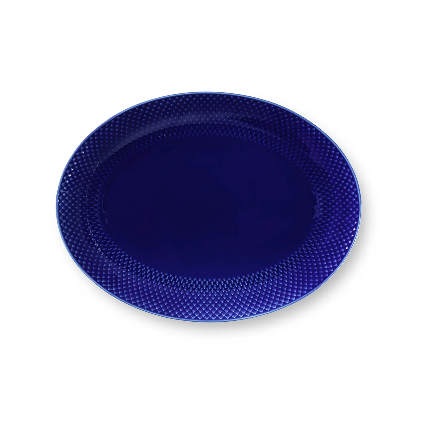 Lyngby Porcelæn Rhombe ovaler Servierteller 35x26,5 cm Dunkelblau