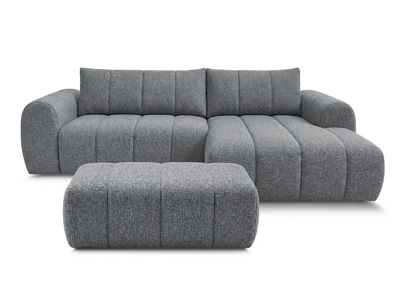 Ecksofa mit Hocker BOBOCHIC NESTY Stoff chiniert dunkelgrau