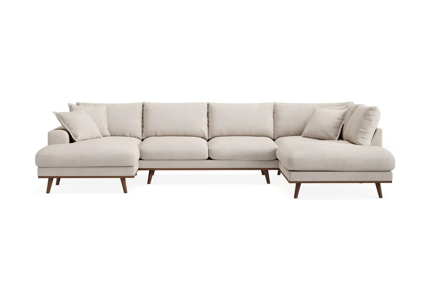 Copenhagen Premium 5-sits Högervänd U-formad Djup Soffa med Divan och Schäslong i Tyg - Beige