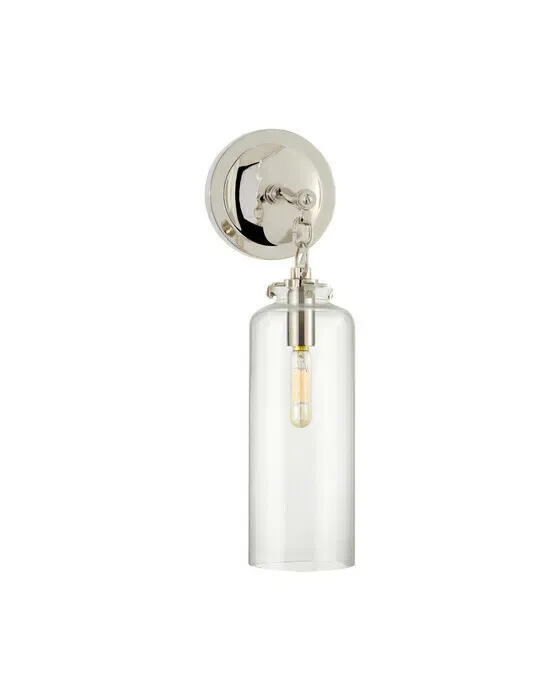 Katie Small Cylinder Sconce Polished Nickel/Clear Glass