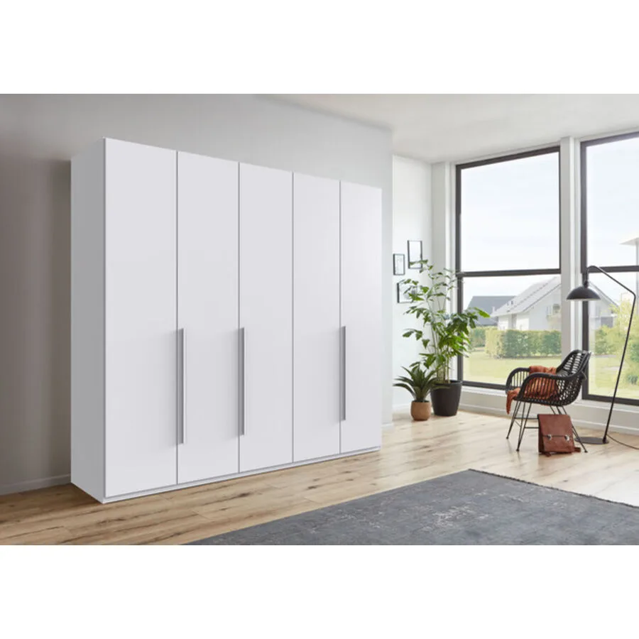 Kleiderschrank Annie Weiß - Griffe Weiß Mischholz B 225 cm