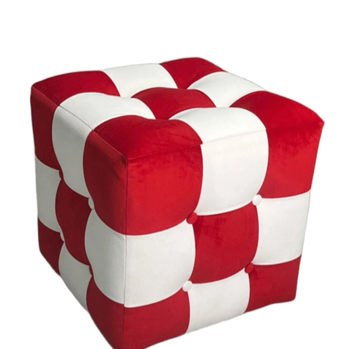 Peticire Sittpuff 42 cm - Röd och vit