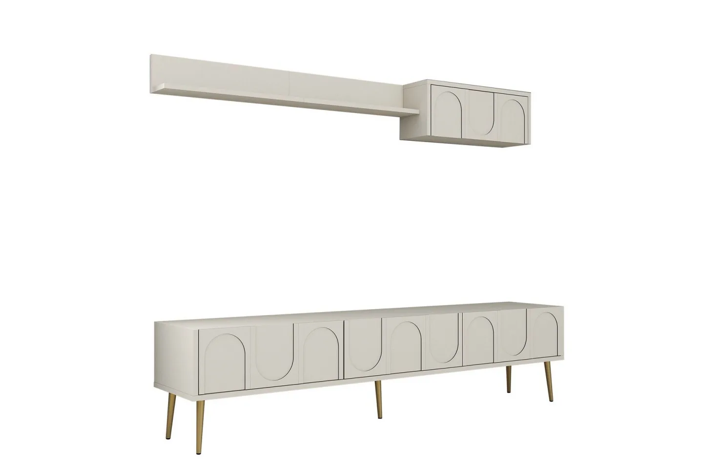 Hazim Tv-bänk 180 cm - Cream/Guld