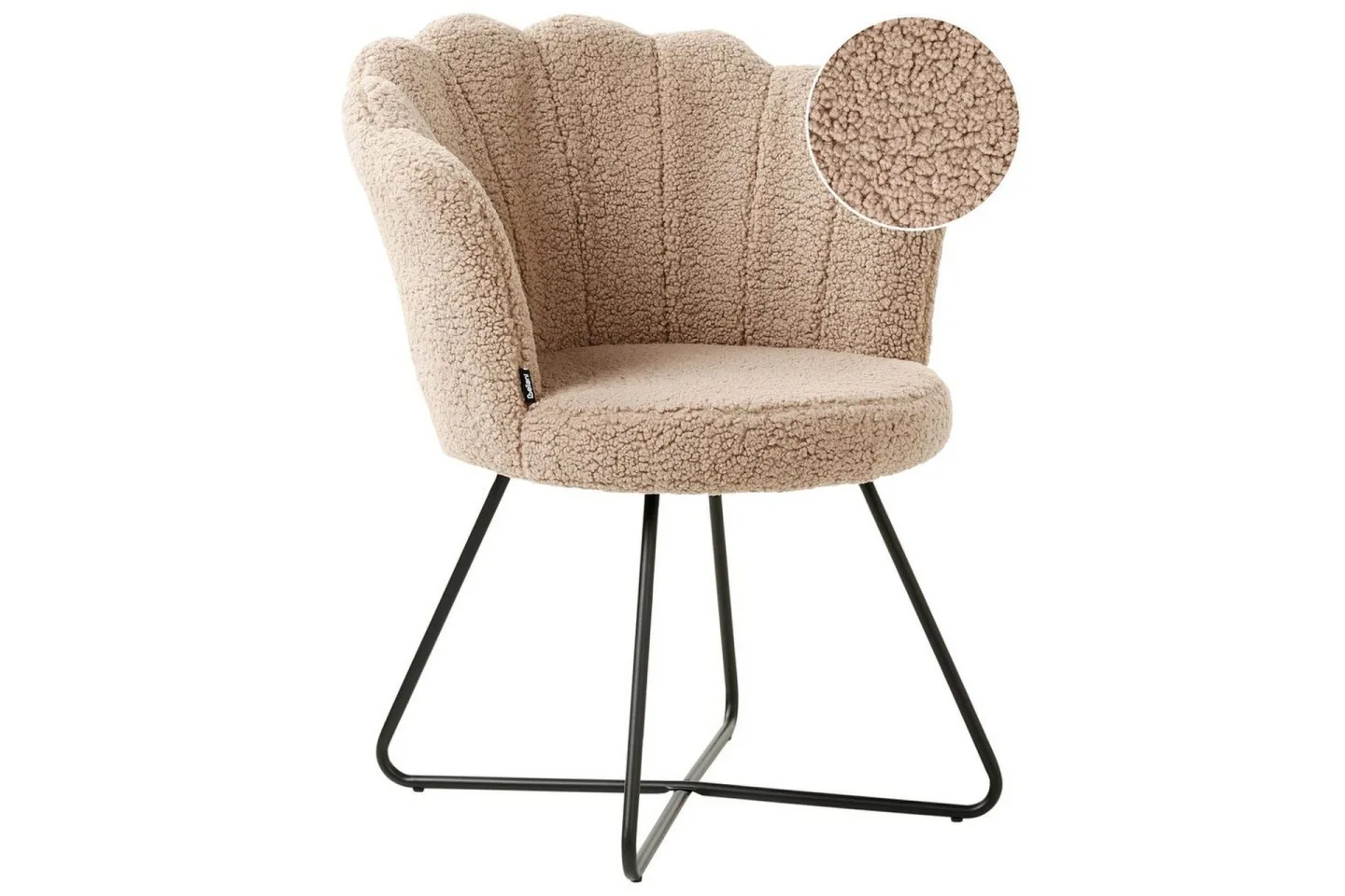 Fåtölj Lovelock - Beige, svart/Bouclé