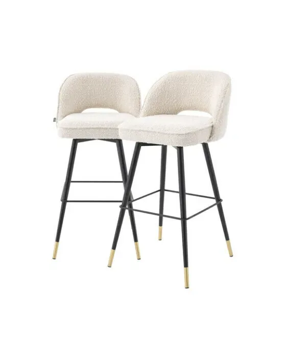 Cliff Bar Stool Bouclé Cream Set of 2