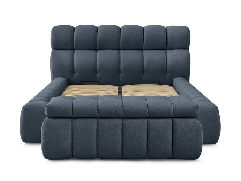 Kastenbett mit Bettkasten BOBOCHIC MONT-BLANC 180x200cm stoff dunkelblau