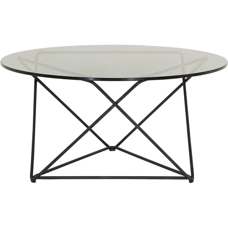 Salontisch Lux transparent, schwarz Glas, Metall B 75 T 75 cm