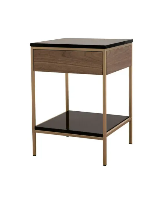 Erin Side Table Brass/Walnut