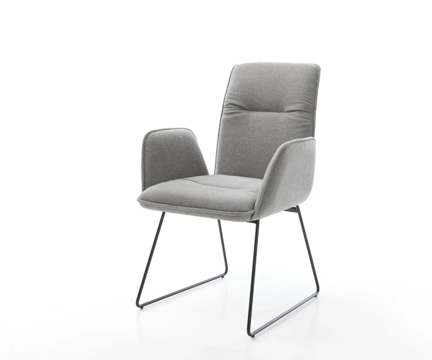 Esszimmerstuhl Vinja-Flex Strukturstoff Soft Grau Kufengestell Schwarz