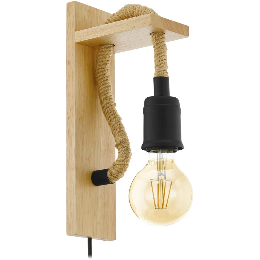 Eglo Wandlampe Rampside Schwarz Stahl/Holz 30 cm - Material: Holz/Stahl