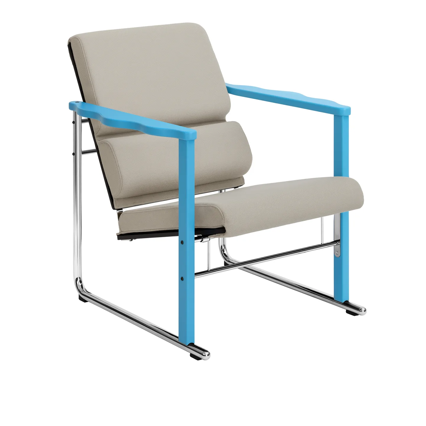 HEM - Experiment Lounge Chair 502, Blue/Light Beige - Fåtöljer - Flerfärgad - Metall/Trä/Skum