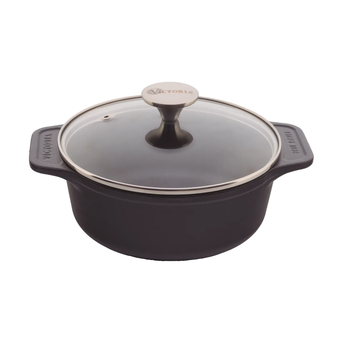 Victoria Victoria Gusseisen-Bräter mit Glasdeckel, emailliert 1,9 l