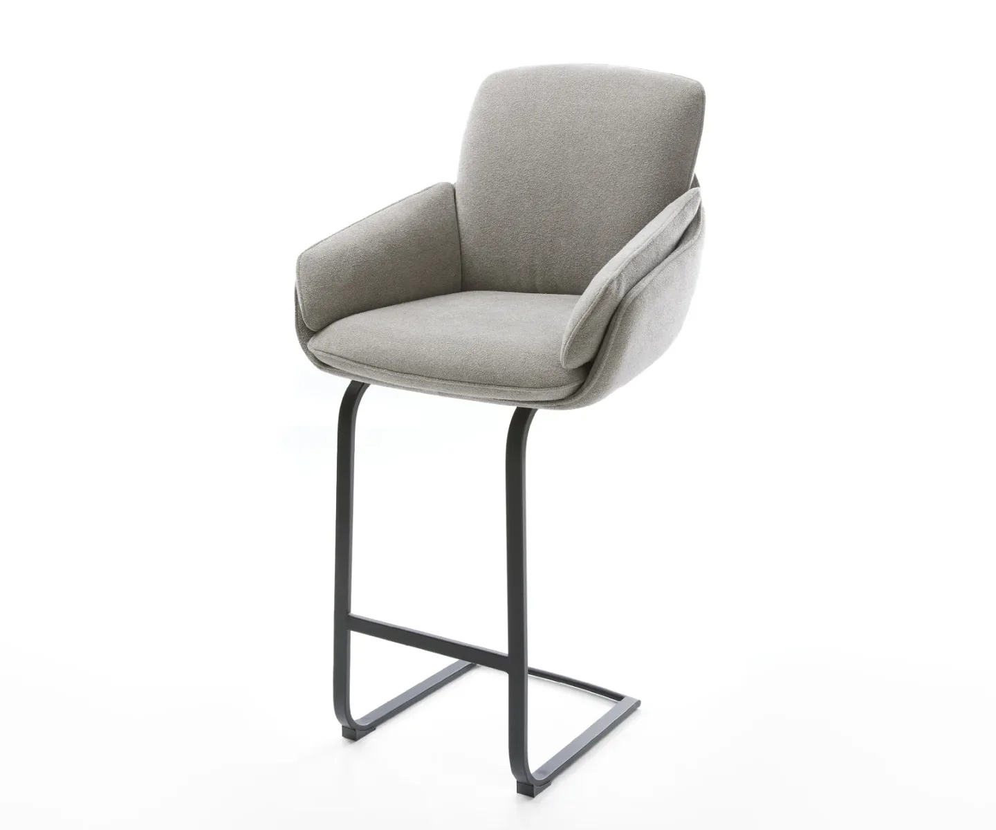 Barstuhl Luan-Flex Strukturstoff Soft Grau Freischwinger Flach Metall Schwarz
