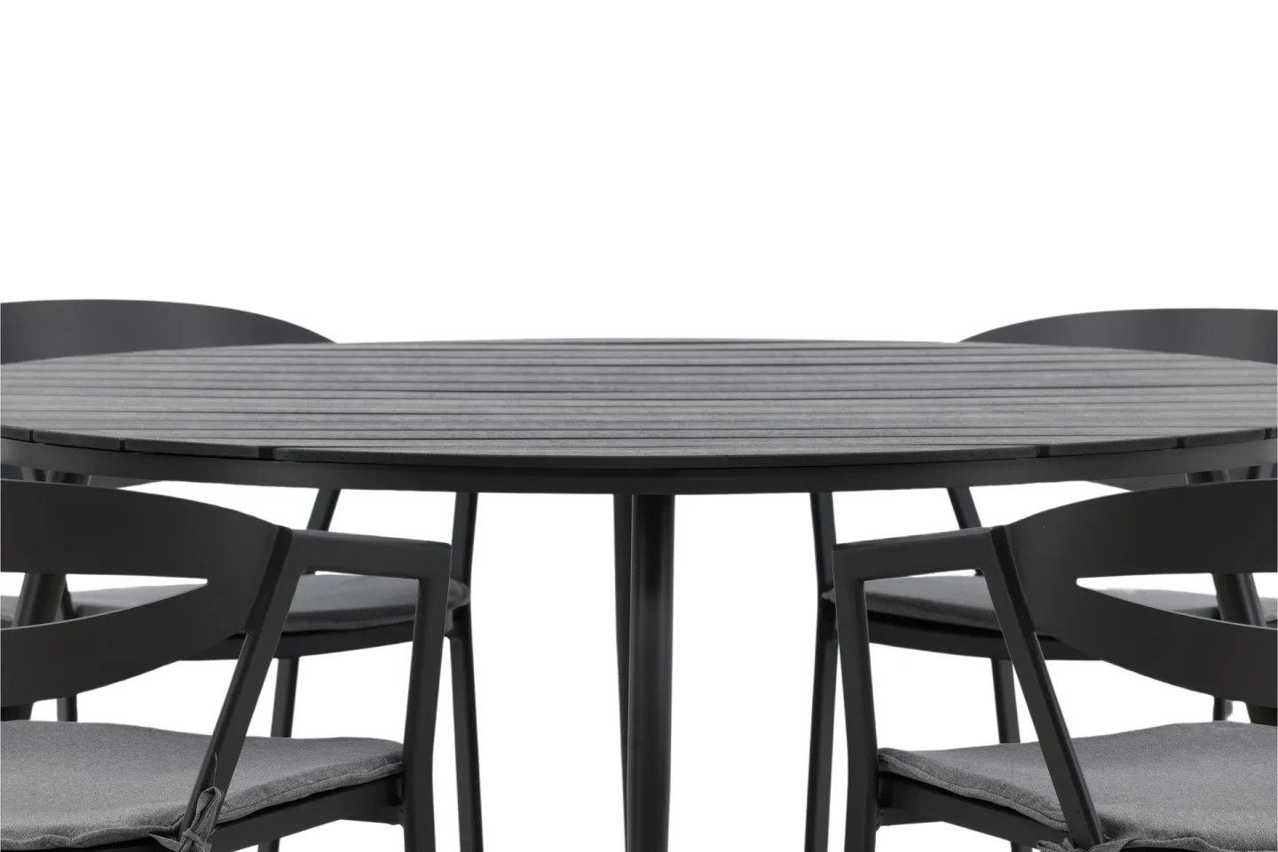 Break Matgrupp Utomhus Rund 150 cm + 6 Slit Matstol - Svart