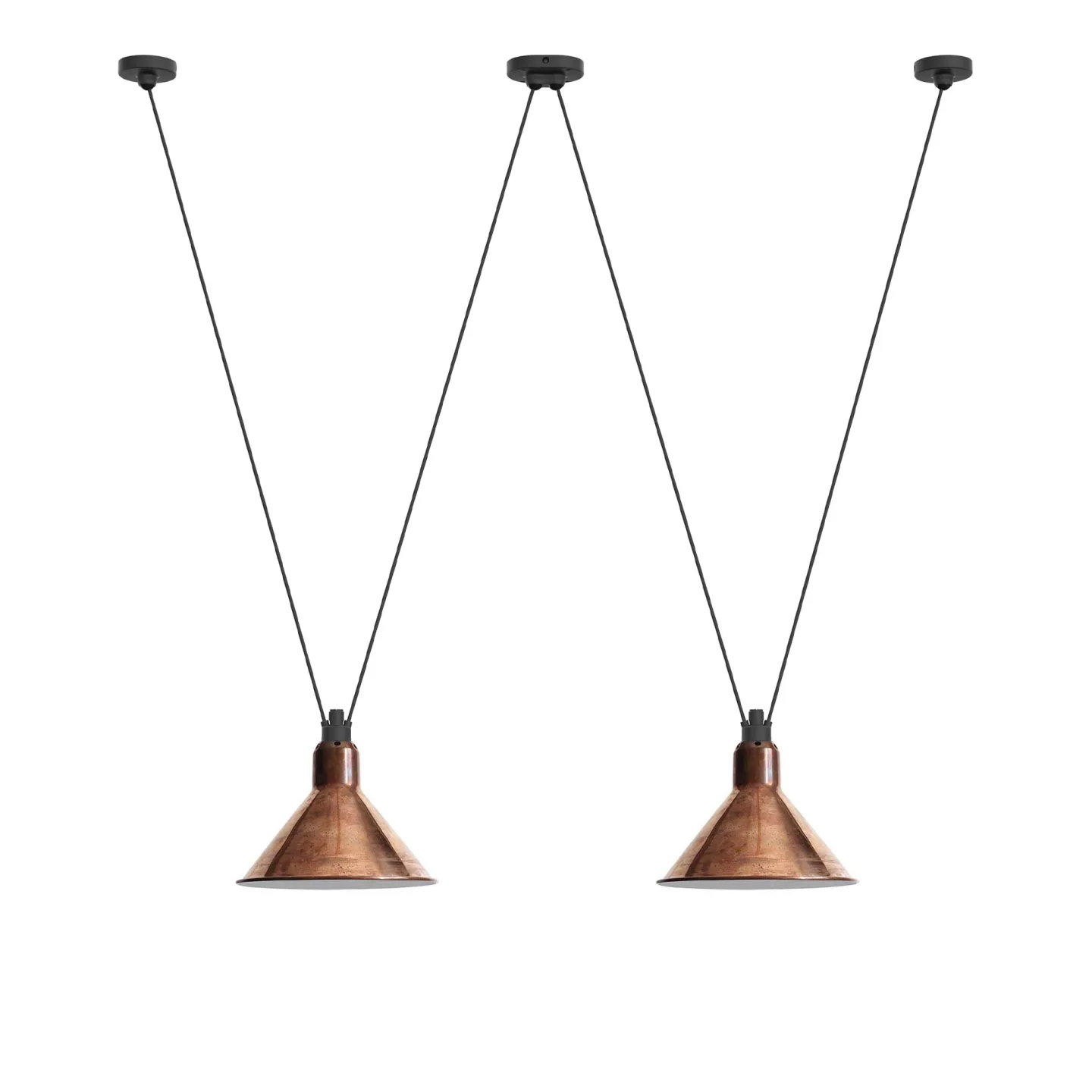 DCWéditions - Les Acrobates De Gras 324 XL Conic Raw Copper/White Inside - Pendellampor - Bernard-Albin Gras - Koppar