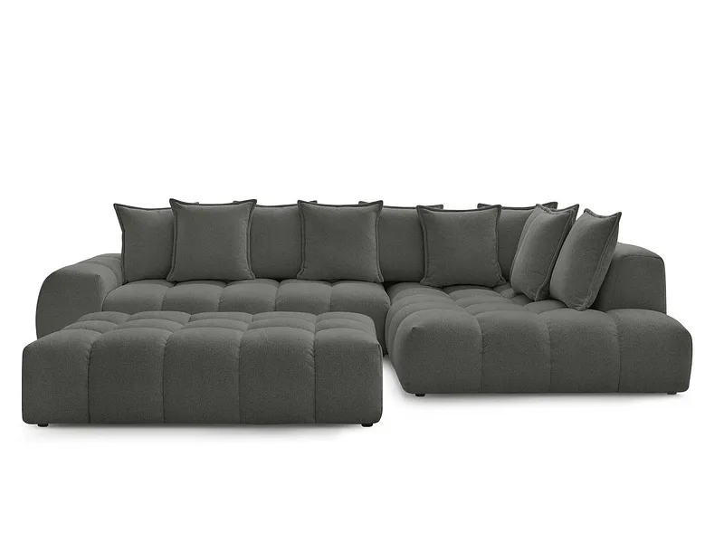 Ecksofa mit Hocker BOBOCHIC EVEREST Stoff chiniert dunkelgrau